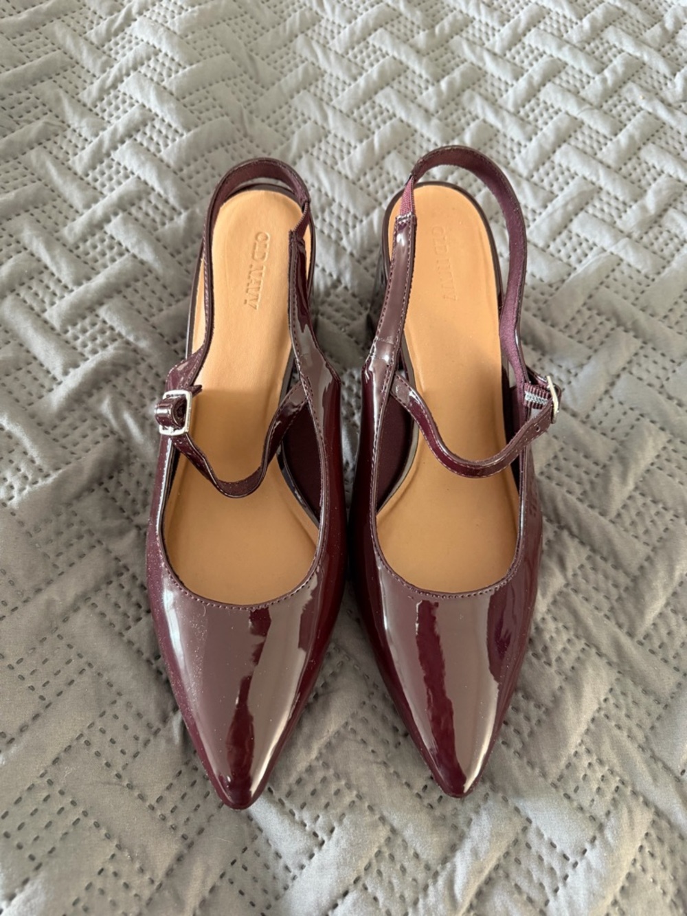Old Navy Burgundy Patent Pointed Slingback Pumps
